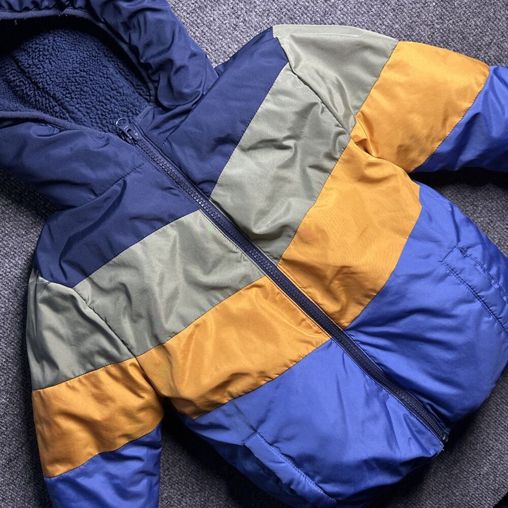 Swiss Tech Puffer Jacket 4T Baby Toddler Stripes Hooded Winter Coat Ski Snow